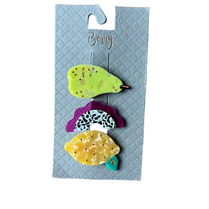 🍭6/$30 New Berry Acrylic Lemon and Pear Hair Clip Barrettes